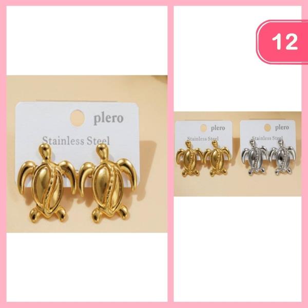 STAINLESS STEEL TURTLE POST EARRINGS (12 UNITS)