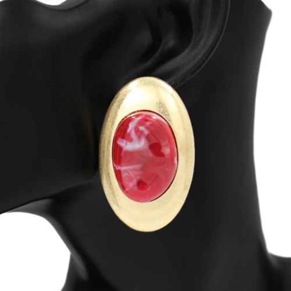 RESIN OVAL STATEMENT STUD EARRING