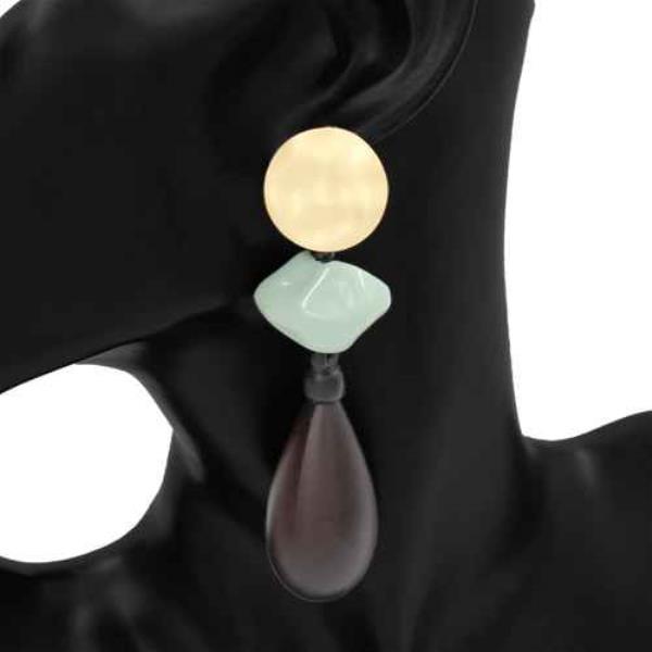 RESIN METAL TEARDROP DROP EARRING