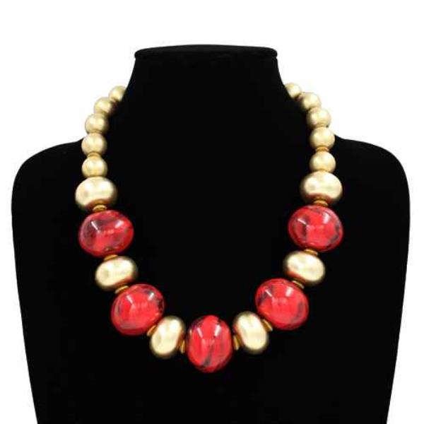 RESIN BEAD STATEMENT NECKLACE