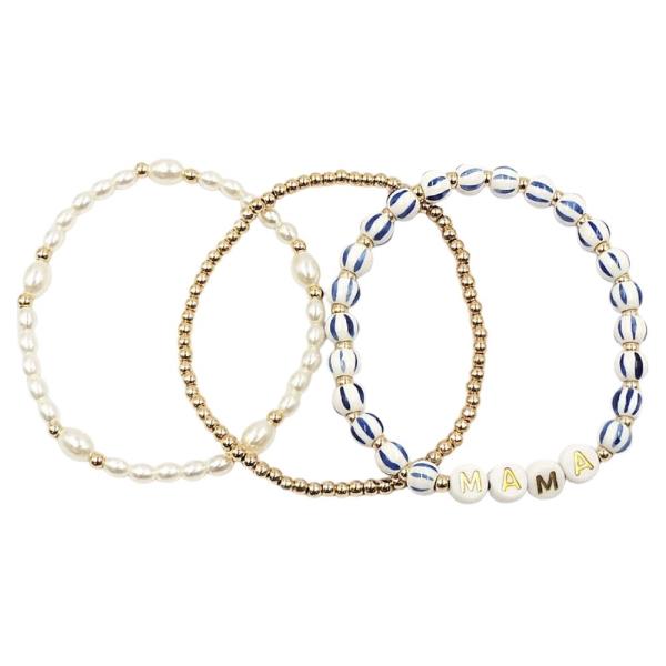 3PK CERAMICS MAMA STRETCH BRACELET