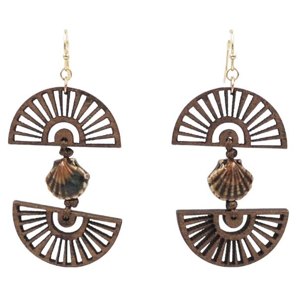 CERAMICS SHELL FAN DANGLE EARRING