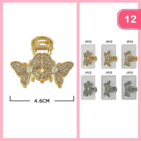 RHINESTONE BUTTERFLY HAIR CLAW CLIP (12 UNITS)