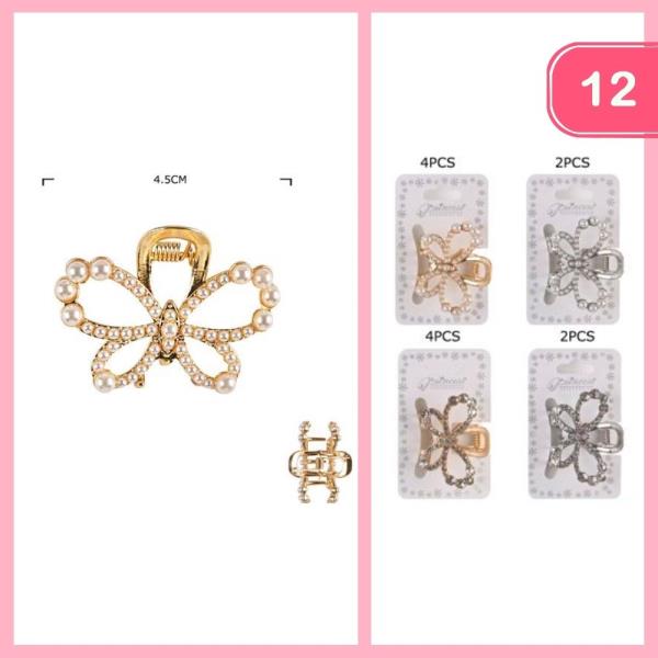 METAL PEARL FLOWER HAIR CLAW CLIP (12 UNITS)