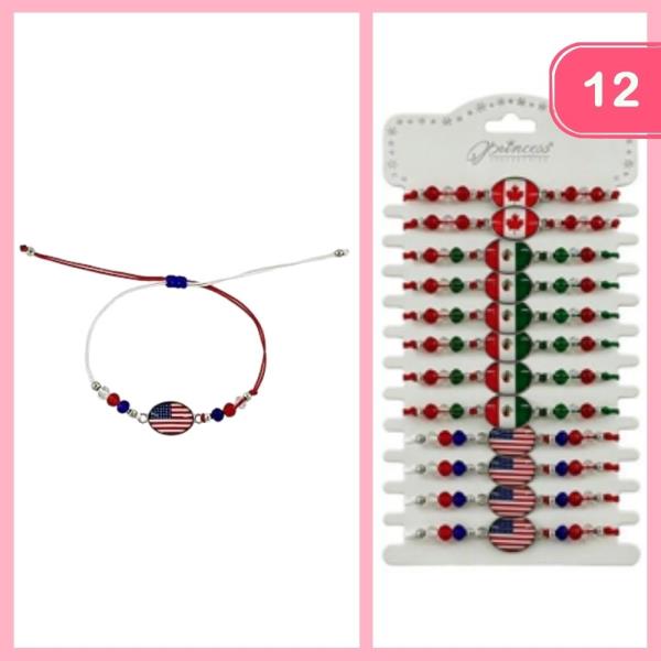 USA CANADA MEXICO ADJUSTABLE BRACELET (12 UNITS)