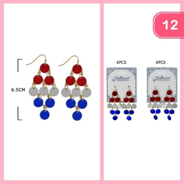PATRIOTIC DANGLE EARRINGS (12 UNITS)