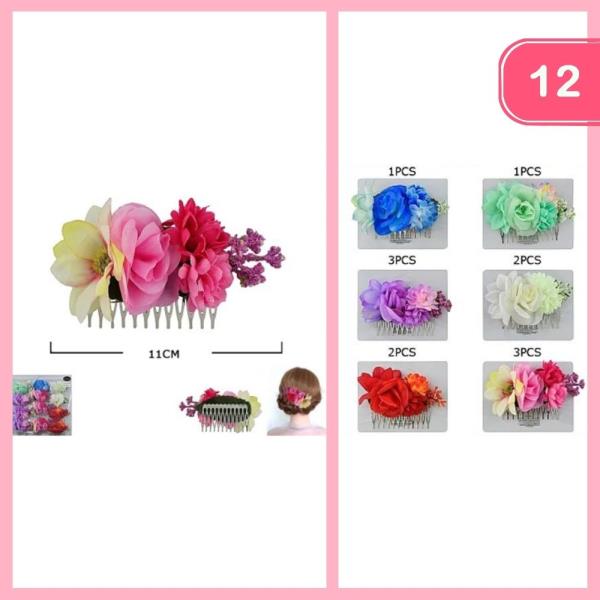 FLOWER HAIR COMB (12 UNITS)