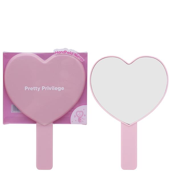 PRETTY PRIVILEGE HEART SHAPED HANDHELD MIRROR