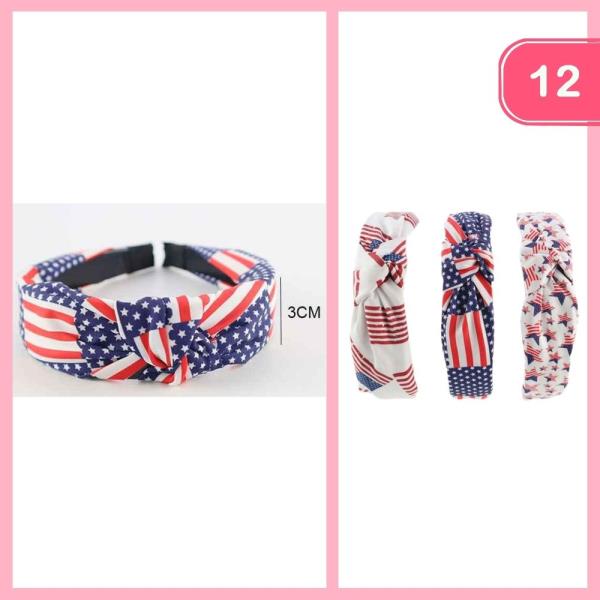 PATRIOTIC KNOTED HEADBAND (12 UNITS)