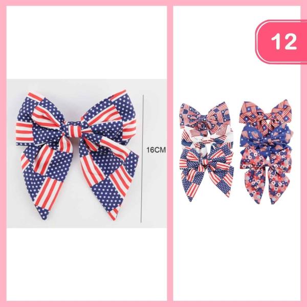 PATRICOTIC HAIR BOW (12 UNITS)