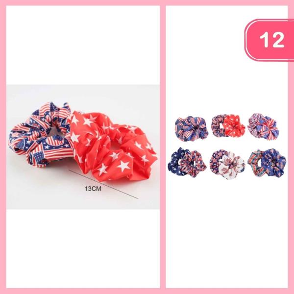 PATRIOTIC HAIR SCRUNCHIES (12 UNITS)