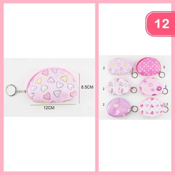 HEARTS DONUT PRINT COIN PURSE (12 UNITS)
