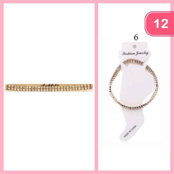TWO ROW RHINESTONE ANKLET (12 UNITS)