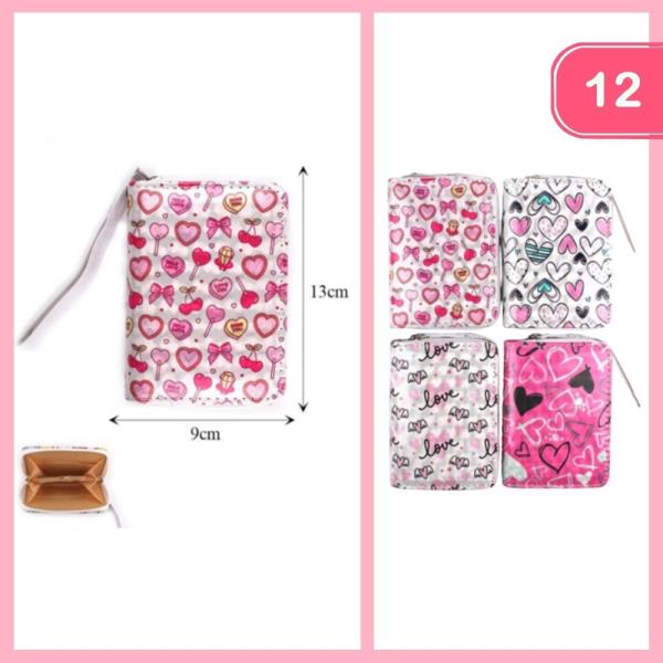 HEART CHERRY LOVE PRINT COIN PURSE (12 UNITS)