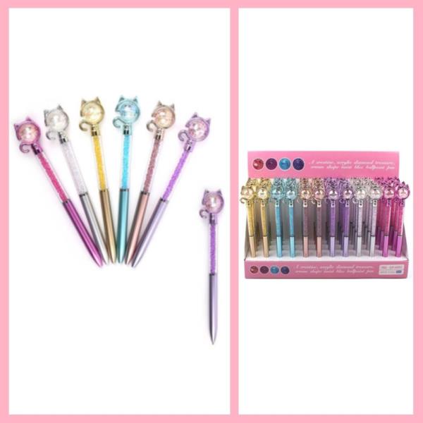 A CREATIVE ACRYLIC DIAMOND TREASURE CROWN SHAPE TWIST BLUE BALLPOINT PEN (48 UNITS)