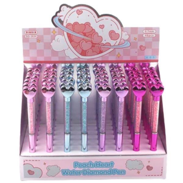 PEACH HEART WATER DIAMOND PEN (48 UNITS)(