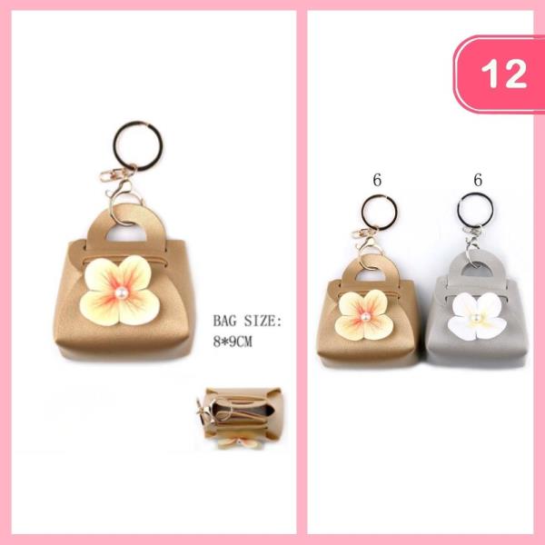 MINI PURSE W/ FLOWER KEYCHAIN (12 UNITS)