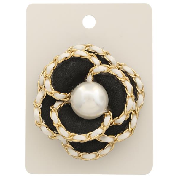 PEARL CHAIN FLOWER BROOCH