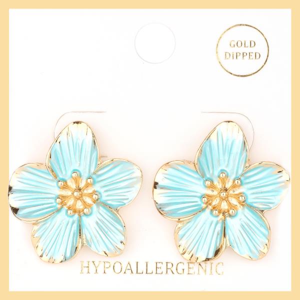 METAL COLORCOATING FLOWER POST EARRING