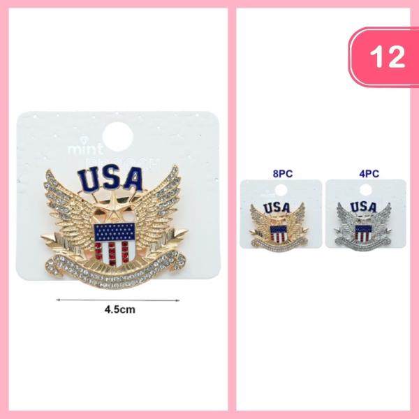 RHINESTONE FOURTH OF JULY BROOCH (12 UNITS)