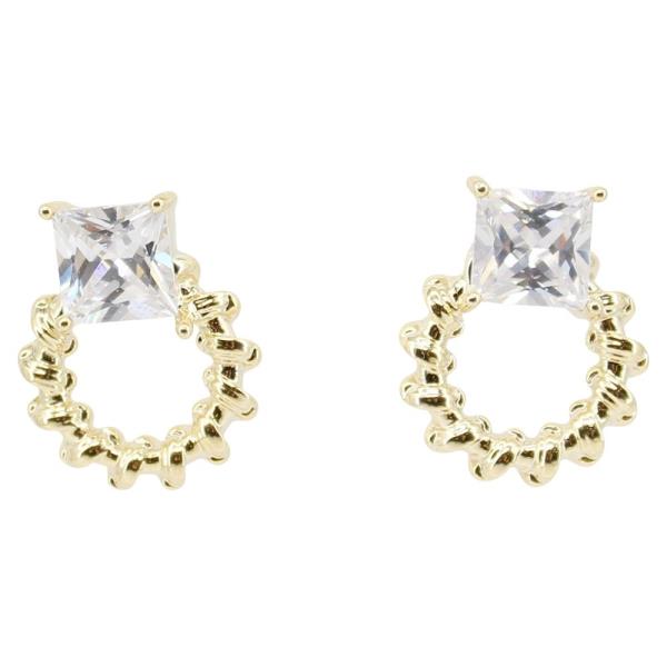 CZ STONE ROUND POST EARRING