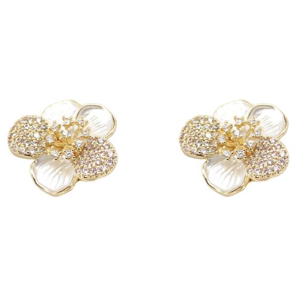 RHINESTONE FLOWER POST EARRING
