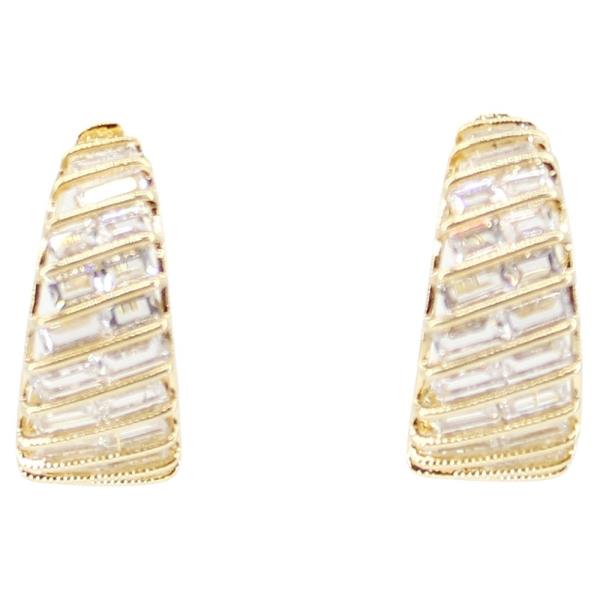 CZ STONE HOOP EARRING