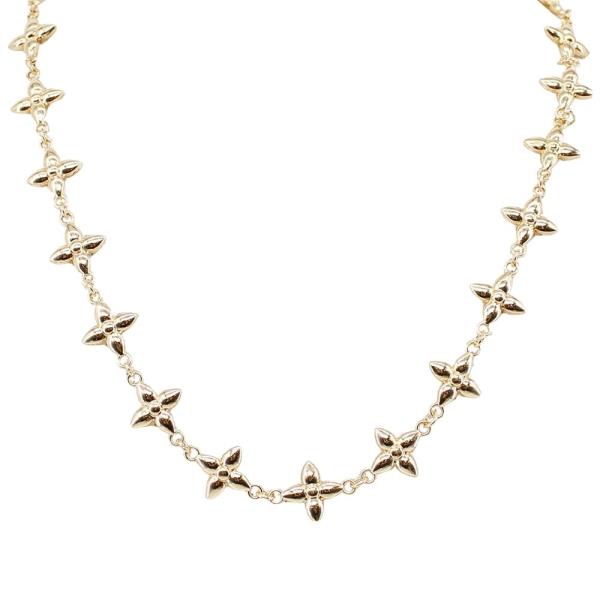 METAL FLOWER LINK CHAIN NECKALCE
