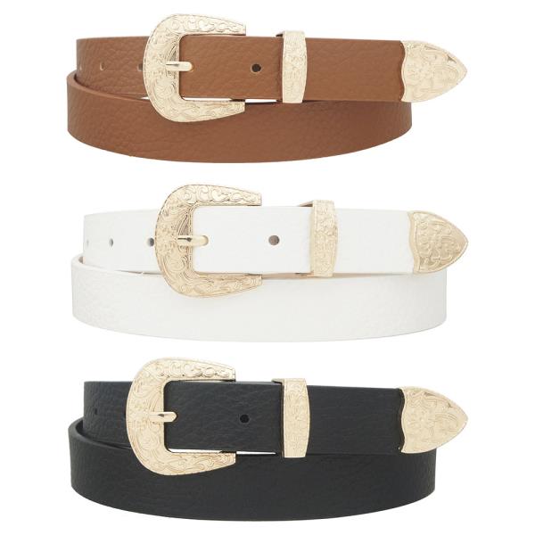 FLOR EMBOSSED WESTERN TRIO BELT