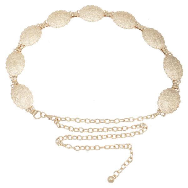 PLUS SIZE SWIRL FLORA CONCHO CHAIN BELT