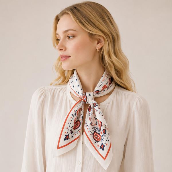 BANDANA PRINT SQUARE SCARF