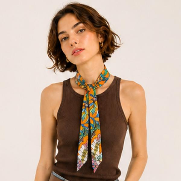 BIRD MOTIF SKINNY SCARF
