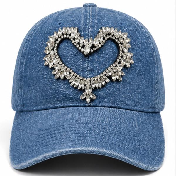 KIDS DENIM HEART PATCH CAP