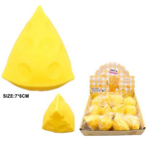 CHEESE WEDGE SQUISHY SQUEEZE TOY (12 UNITS)