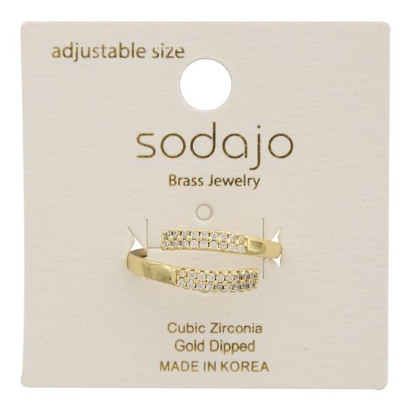 SODAJO OPEN WRAP CZ GOLD DIPPED ADJUSTABLE RING