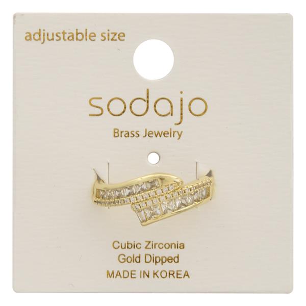 SODAJO CROSSING DESIGN CZ GOLD DIPPED ADJUSTABLE RING