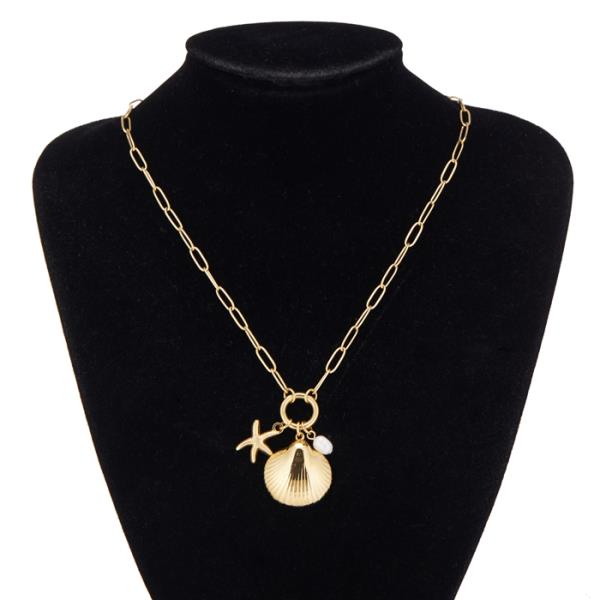 STAINLESS STEEL SHELL STARFISH NECKLACE
