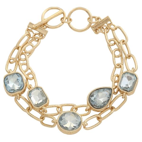 METAL LAYERED STONE CHAIN BRACELET