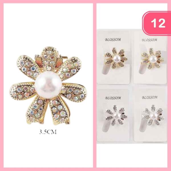 RHINESTONE PEARL HAIR CLAW CLIP (12 UNITS)
