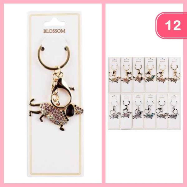 RHINESTONE DOG KEYCHAIN (12 UNITS)