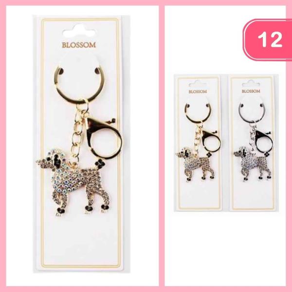 RHINESTONE DOG KEYCHAIN (12 UNITS)