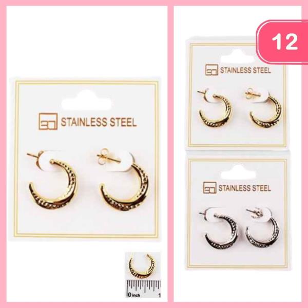 STAINLESS STEEL HOOP EARRING (12 UNITS)