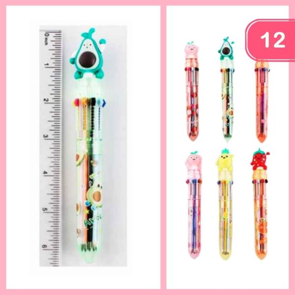 CUTE FRUIT TOPPER MULTI COLOR PEN (12 UNITS)