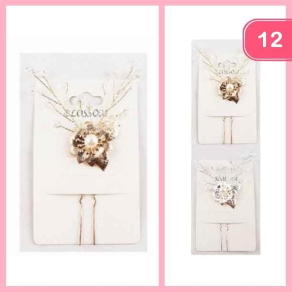 METAL FLOWER HAIR PIN (12 UNITS)