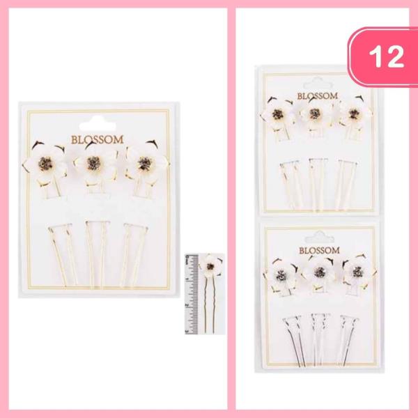 FLOWER BRIDAL HAIR PIN (12 UNITS)