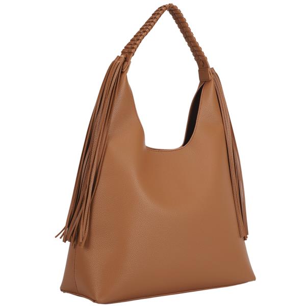 PLAIN TEXTURED SHOULDER HOBO BAG