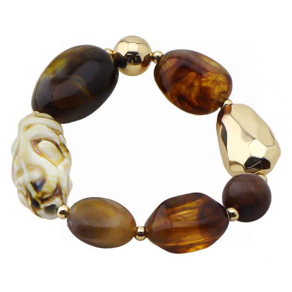 ACRYLIC STONE BEADED STRETCH BRACELET