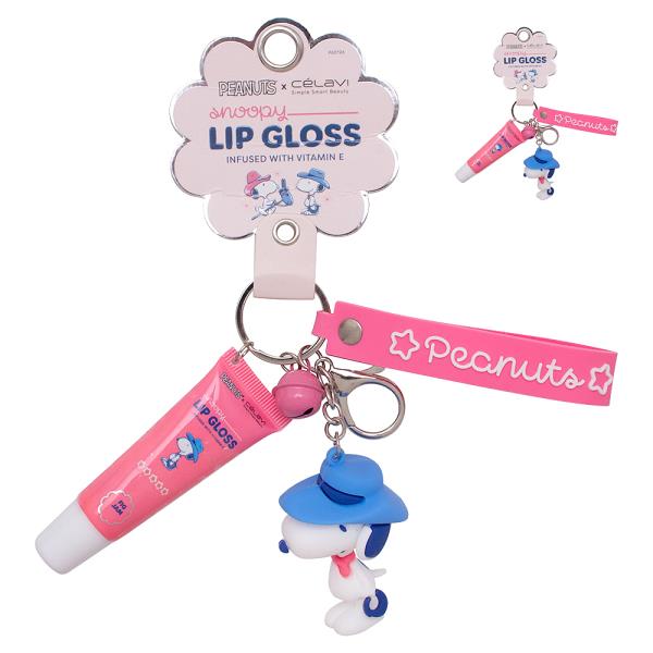 CELAVI X PEANUTS 2PC SNOOPY LIP GLOSS W KEYCHAIN