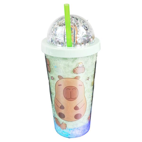 CAPYBARA GLITTER TUMBLER WITH STRAW