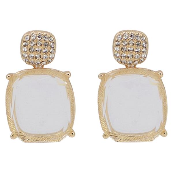 PAVE METAL W/ TRANSPARENT POST EARRING